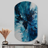 Teal and Black Aqueous Whimsy I - Asymmetric Metal Wall Clock