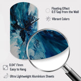Teal and Black Aqueous Whimsy I - Asymmetric Metal Wall Clock