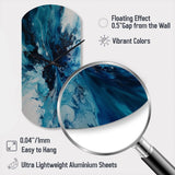 Teal and Black Aqueous Whimsy I - Asymmetric Metal Wall Clock