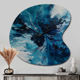 Teal and Black Aqueous Whimsy I - Asymmetric Metal Wall Clock
