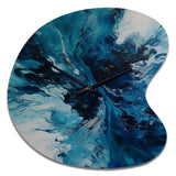 Teal and Black Aqueous Whimsy I - Asymmetric Metal Wall Clock