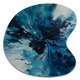 Teal and Black Aqueous Whimsy I - Asymmetric Metal Wall Clock