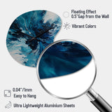 Teal and Black Aqueous Whimsy I - Asymmetric Metal Wall Clock