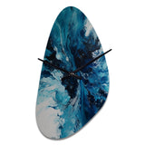 Teal and Black Aqueous Whimsy I - Asymmetric Metal Wall Clock