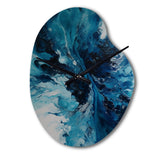 Teal and Black Aqueous Whimsy I - Asymmetric Metal Wall Clock
