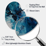 Teal and Black Aqueous Whimsy I - Asymmetric Metal Wall Clock