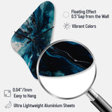 Teal and Black Aqueous Whimsy II - Asymmetric Metal Wall Clock