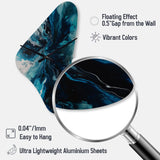 Teal and Black Aqueous Whimsy II - Asymmetric Metal Wall Clock