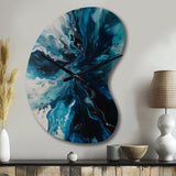Teal and Black Aqueous Whimsy II - Asymmetric Metal Wall Clock