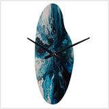 Teal and Black Aqueous Whimsy II - Asymmetric Metal Wall Clock