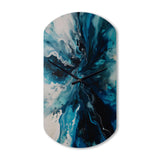 Teal and Black Aqueous Whimsy II - Asymmetric Metal Wall Clock