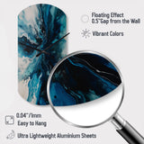 Teal and Black Aqueous Whimsy II - Asymmetric Metal Wall Clock