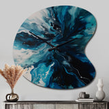 Teal and Black Aqueous Whimsy II - Asymmetric Metal Wall Clock