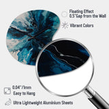Teal and Black Aqueous Whimsy II - Asymmetric Metal Wall Clock