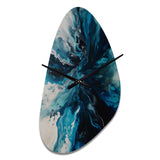 Teal and Black Aqueous Whimsy II - Asymmetric Metal Wall Clock