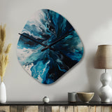 Teal and Black Aqueous Whimsy II - Asymmetric Metal Wall Clock