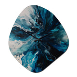 Teal and Black Aqueous Whimsy II - Asymmetric Metal Wall Clock
