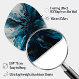 Teal and Black Aqueous Whimsy II - Asymmetric Metal Wall Clock