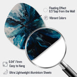 Teal and Black Aqueous Whimsy II - Asymmetric Metal Wall Clock