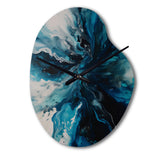 Teal and Black Aqueous Whimsy II - Asymmetric Metal Wall Clock