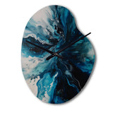 Teal and Black Aqueous Whimsy II - Asymmetric Metal Wall Clock