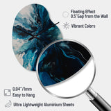 Teal and Black Aqueous Whimsy II - Asymmetric Metal Wall Clock