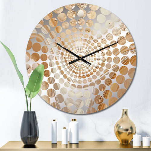 Cream Marbled Melody III - Abstract Metal Wall Clock