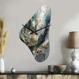 Gold Teal Ink On Stone - Asymmetric Metal Wall Clock