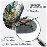 Gold Teal Ink On Stone - Asymmetric Metal Wall Clock