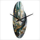 Gold Teal Ink On Stone - Asymmetric Metal Wall Clock