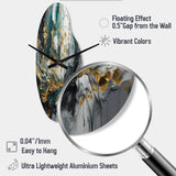 Gold Teal Ink On Stone - Asymmetric Metal Wall Clock
