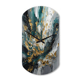 Gold Teal Ink On Stone - Asymmetric Metal Wall Clock