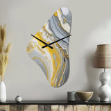 Grey Yellow Marble Symphony - Asymmetric Metal Wall Clock