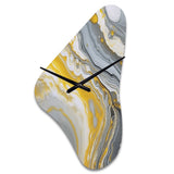Grey Yellow Marble Symphony - Asymmetric Metal Wall Clock
