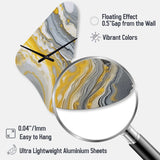 Grey Yellow Marble Symphony - Asymmetric Metal Wall Clock
