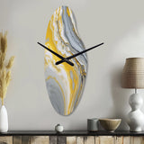 Grey Yellow Marble Symphony - Asymmetric Metal Wall Clock