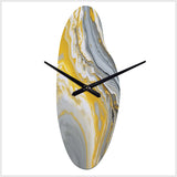 Grey Yellow Marble Symphony - Asymmetric Metal Wall Clock