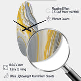 Grey Yellow Marble Symphony - Asymmetric Metal Wall Clock