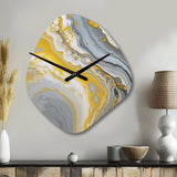 Grey Yellow Marble Symphony - Asymmetric Metal Wall Clock