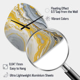 Grey Yellow Marble Symphony - Asymmetric Metal Wall Clock