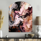 Pink Black Chromatic Agate I - Asymmetric Metal Wall Clock