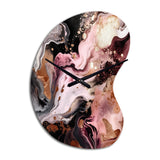 Pink Black Chromatic Agate I - Asymmetric Metal Wall Clock