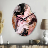 Pink Black Chromatic Agate I - Asymmetric Metal Wall Clock