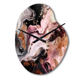 Pink Black Chromatic Agate I - Asymmetric Metal Wall Clock