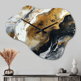 Gold Black Veins Of Color I - Asymmetric Metal Wall Clock