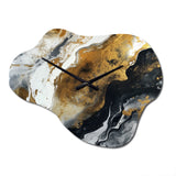 Gold Black Veins Of Color I - Asymmetric Metal Wall Clock