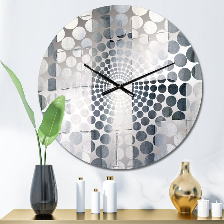 Grey Abstract Zen I - Abstract Metal Wall Clock