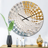 Gold and Blue Vibrant Spirals II - Abstract Metal Wall Clock