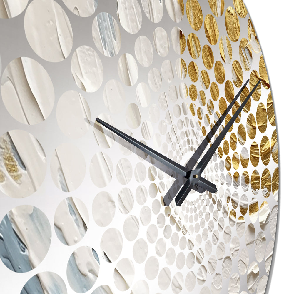 Gold and Blue Vibrant Spirals II - Abstract Metal Wall Clock