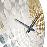 Gold and Blue Vibrant Spirals II - Abstract Metal Wall Clock
